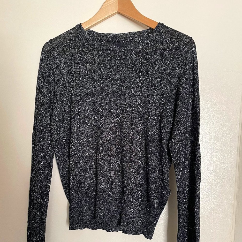 Black Metallic Knit Sweater